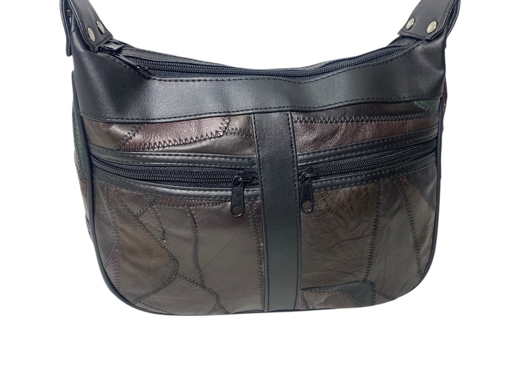 Lorenz Patchwork Leather Twin Top Leather Handbag Shoulder Cross Body Bag New