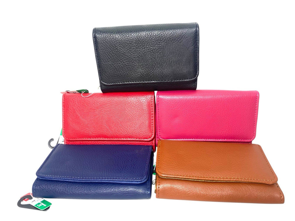 Ladies Trifold Faux Leather Zip Around Coin Credit Card Notes Purse New