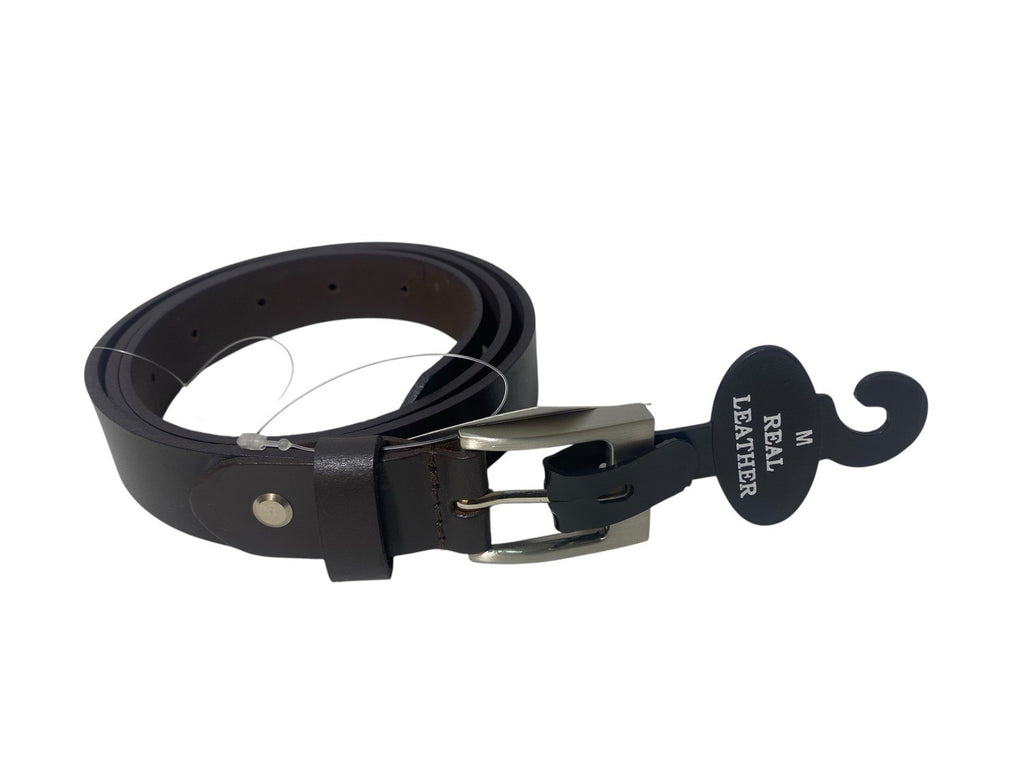 Mens 100% Full Grain Leather 1" (25mm) Wide Belt Brown Medium 32-35"