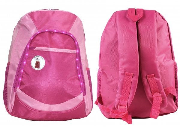 LED Childrens Girls Pink Light Up Backpack Rucksack School Visibility Cycling