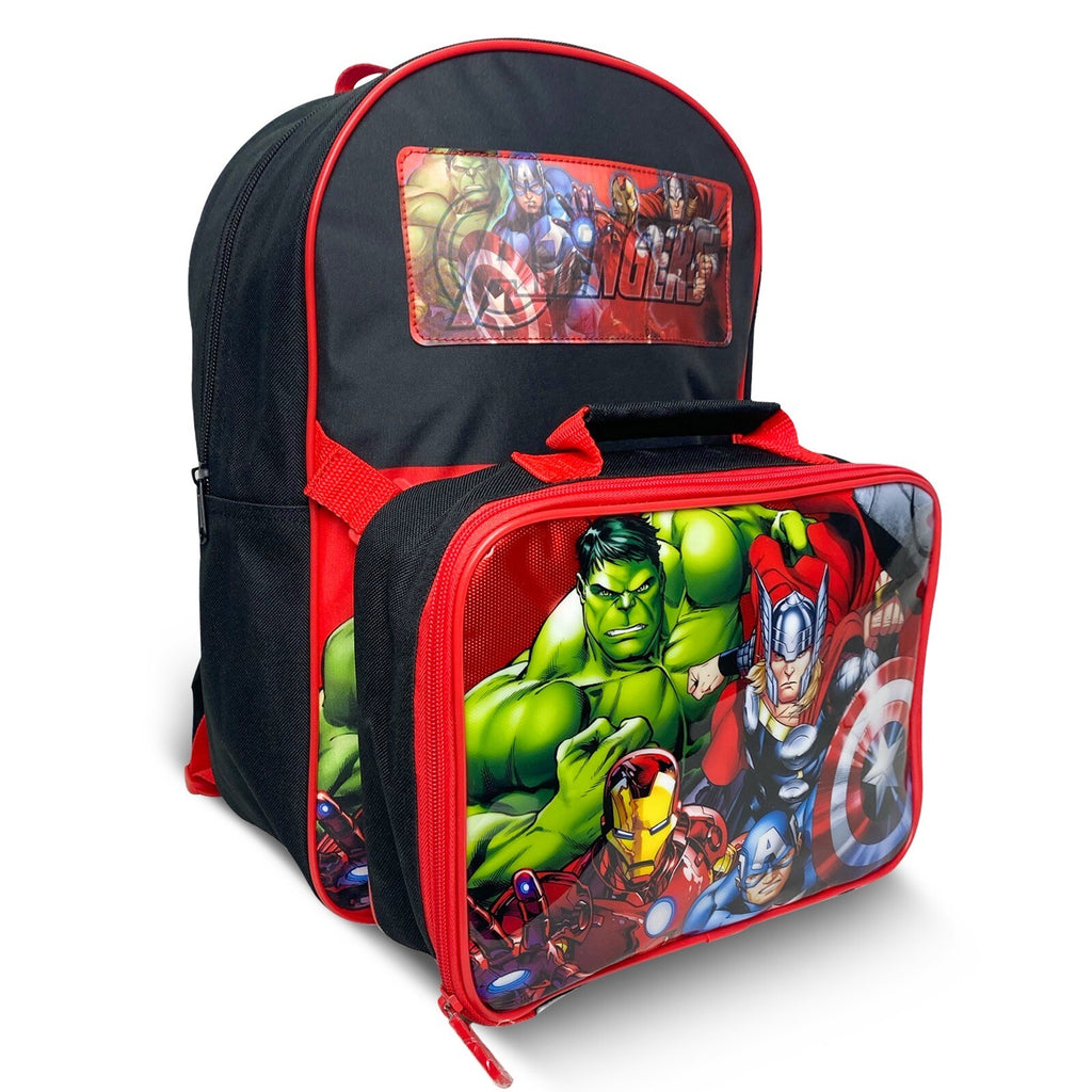 Avengers Backpack With Lunch Bag For Kids Marvel Matching 2 Piece School Bag Set