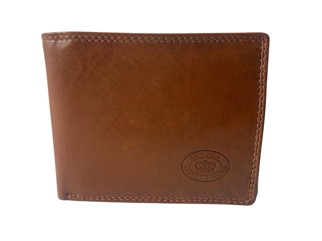 London Leather Goods Soft Leather Mens TriFold Wallet Coins Notes Credit Cards