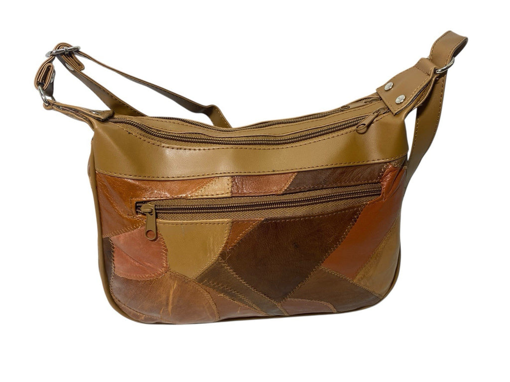 Lorenz Patchwork Leather Twin Top Leather Handbag Shoulder Cross Body Bag New