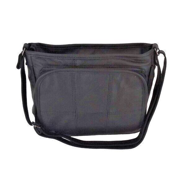 Lorenz Womens Real Leather Shoulder Bag Handbag With Organiser Black New