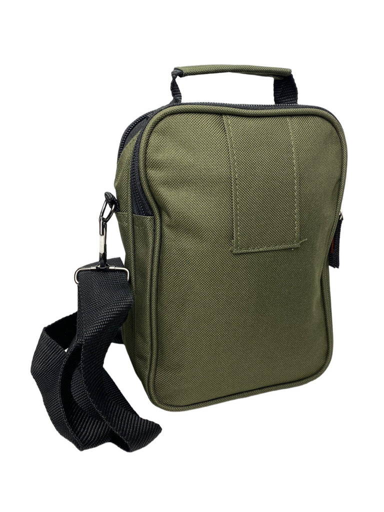 Lorenz Unisex Canvas Travel Bag Multiple Zipped Pockets & Adjustable Strap Green