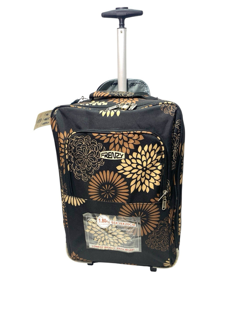 Frenzy 21" Lightweight 2 Wheel Carry On Hand Cabin Luggage Suitcase 36L Black