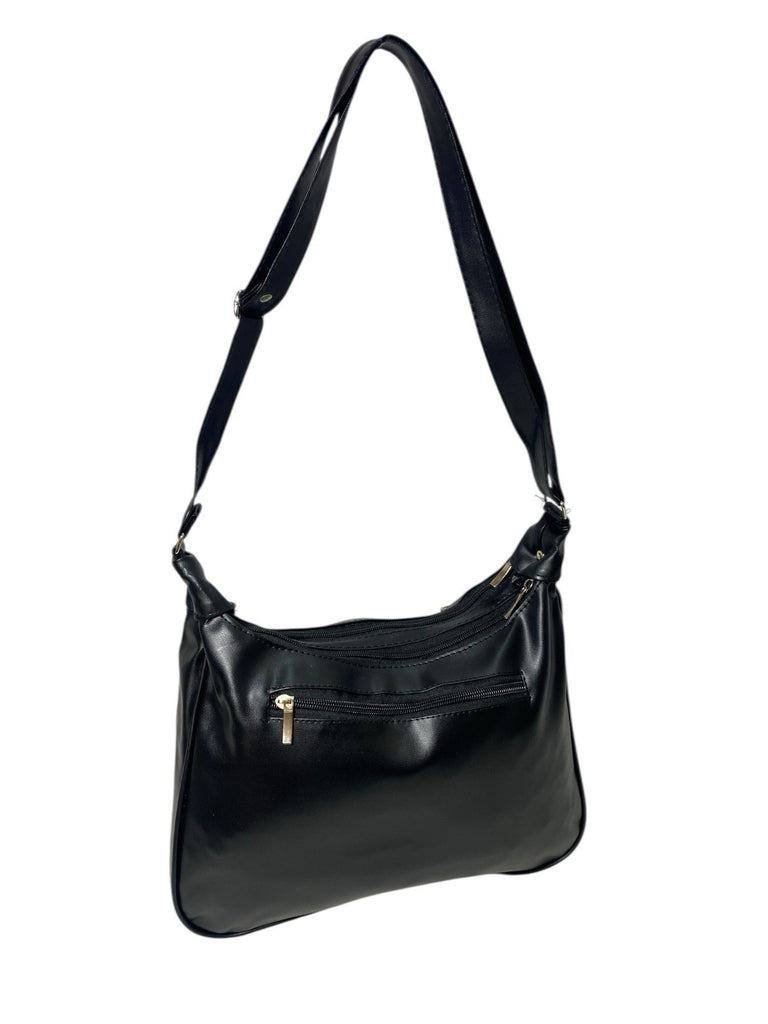 Ladies Womens Patchwork Leather Handbag Shoulder Cross Body Bag Multiple Zip