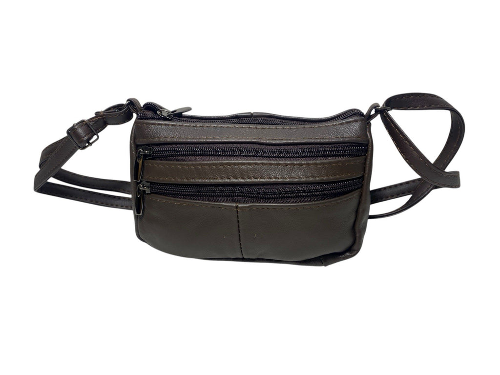 Lorenz Genuine Cowhide Leather Crossbody Shoulder Bag Triple Zipper Compartments