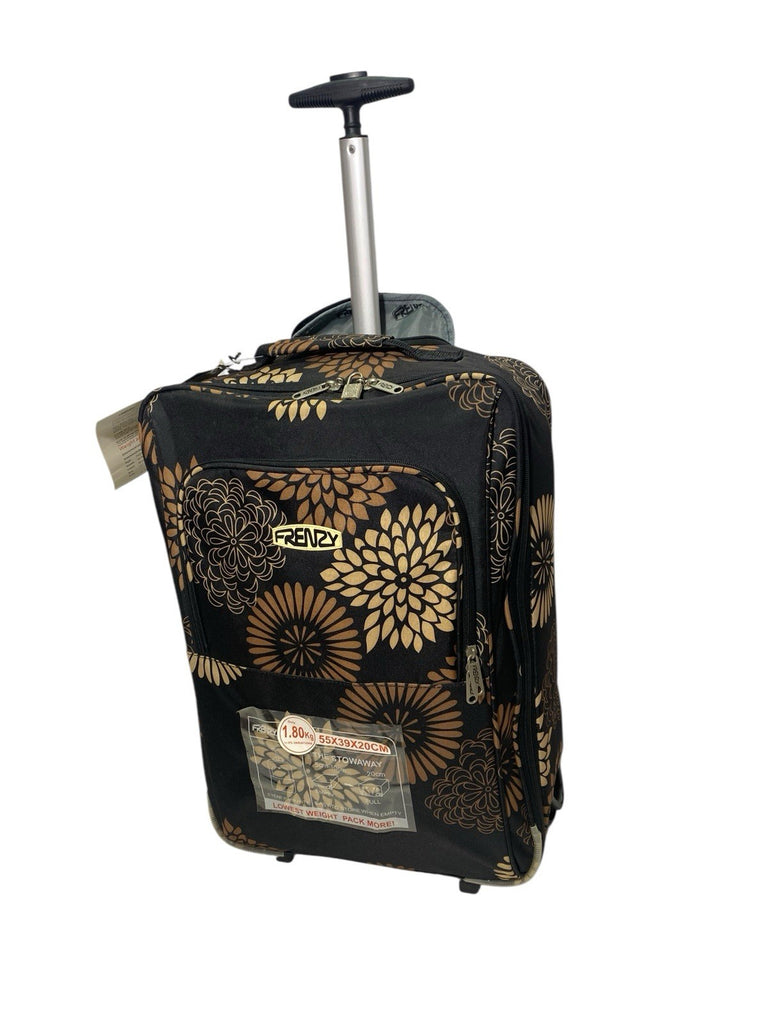 Frenzy 21" Lightweight 2 Wheel Carry On Hand Cabin Luggage Suitcase 36L Black