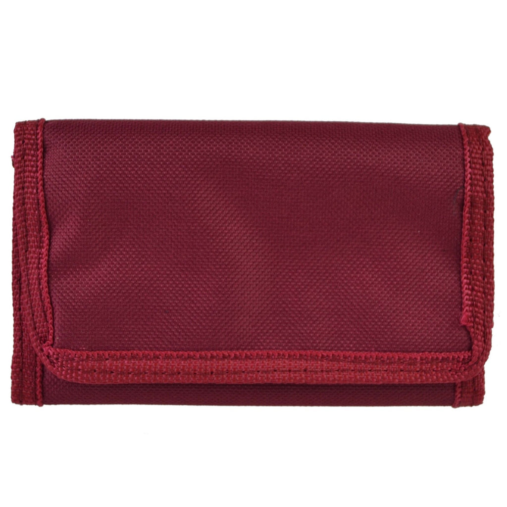Gents Boys Canvas Wallet Trifold Sports Girls Cycling Running Plain New Burgundy