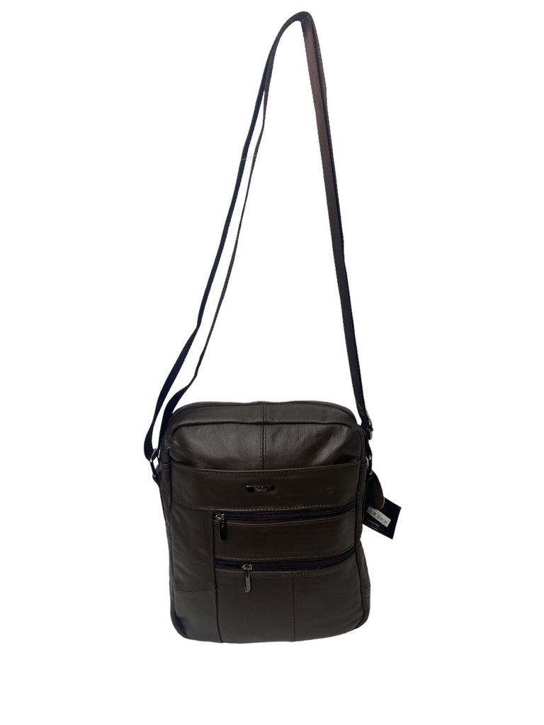 Lorenz Real Leather Unisex Casual Cross Body Bag Shoulder Bag Messenger Bag