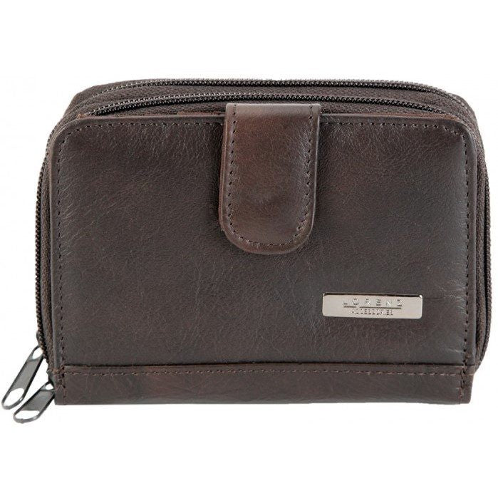Lorenz Ladies Real Leather Twin Zip Around Purse Credit Card Coins Wallet New