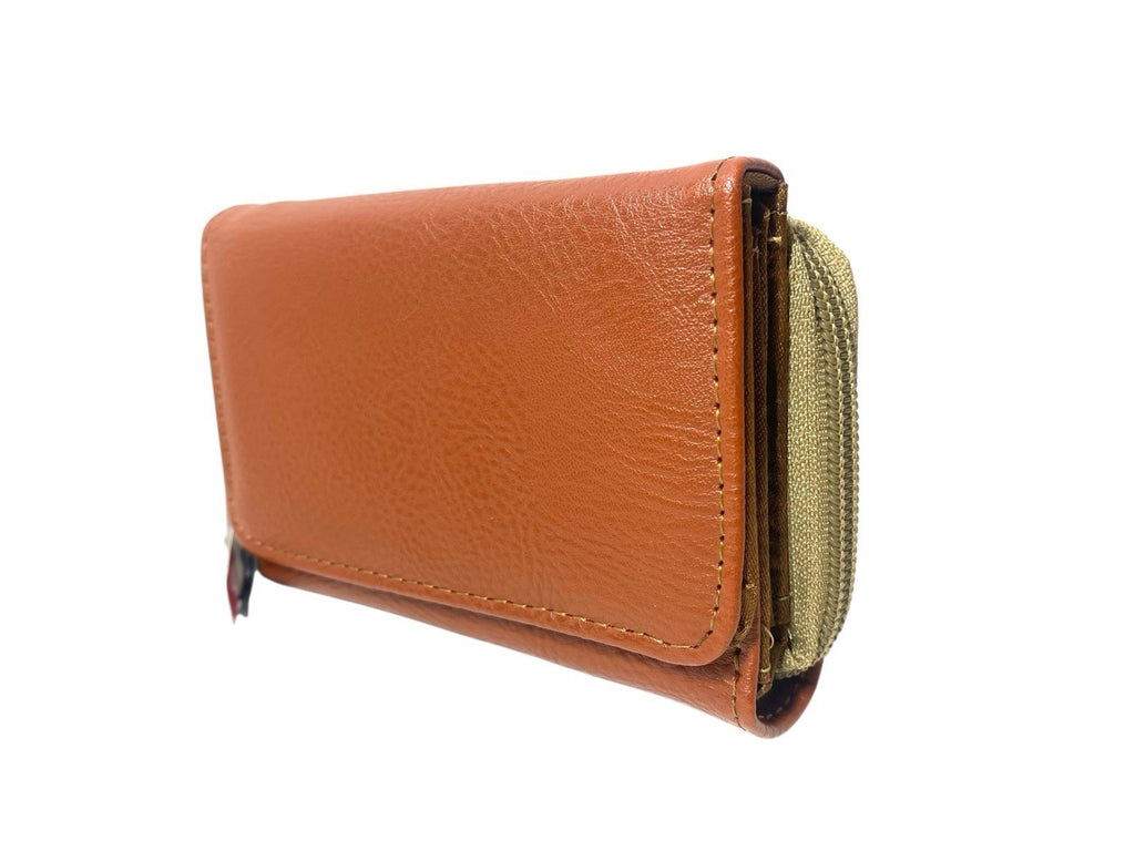 Ladies Trifold Faux Leather Zip Around Coin Notes Credit Card Purse New