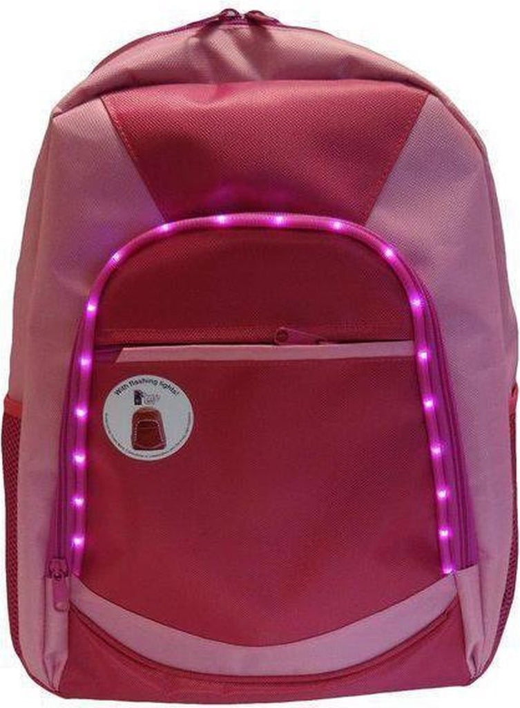 LED Childrens Girls Pink Light Up Backpack Rucksack School Visibility Cycling