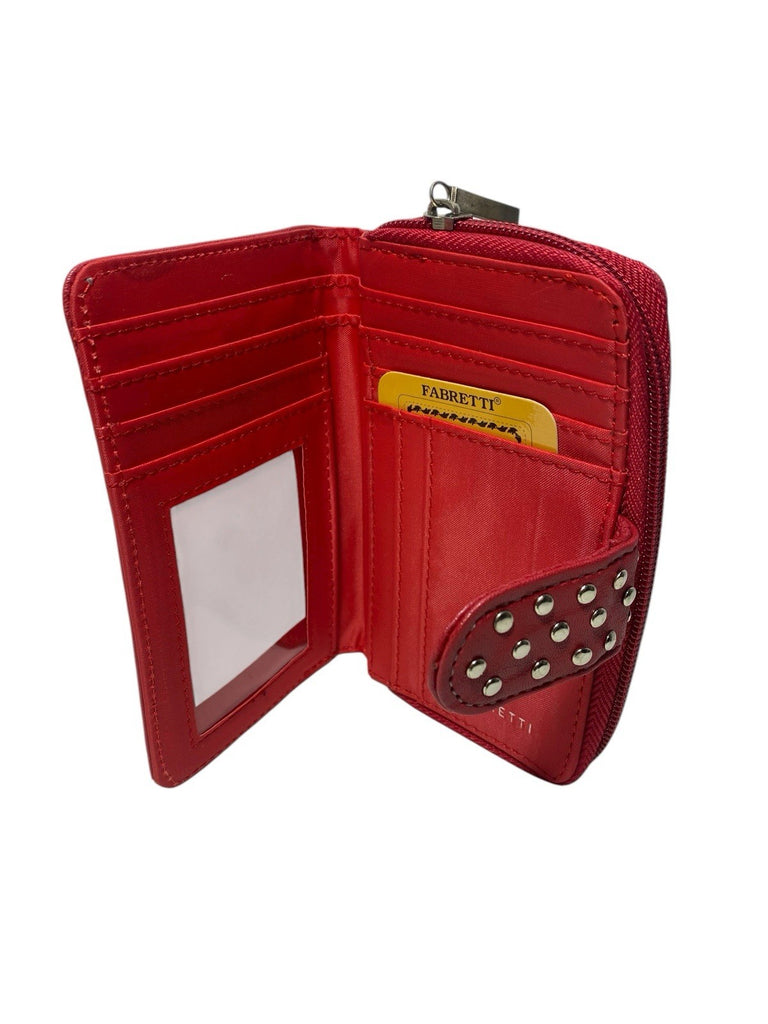 Fabretti Ladies Bifold Faux Leather Zip Around Coin Credit Card Notes Purse New