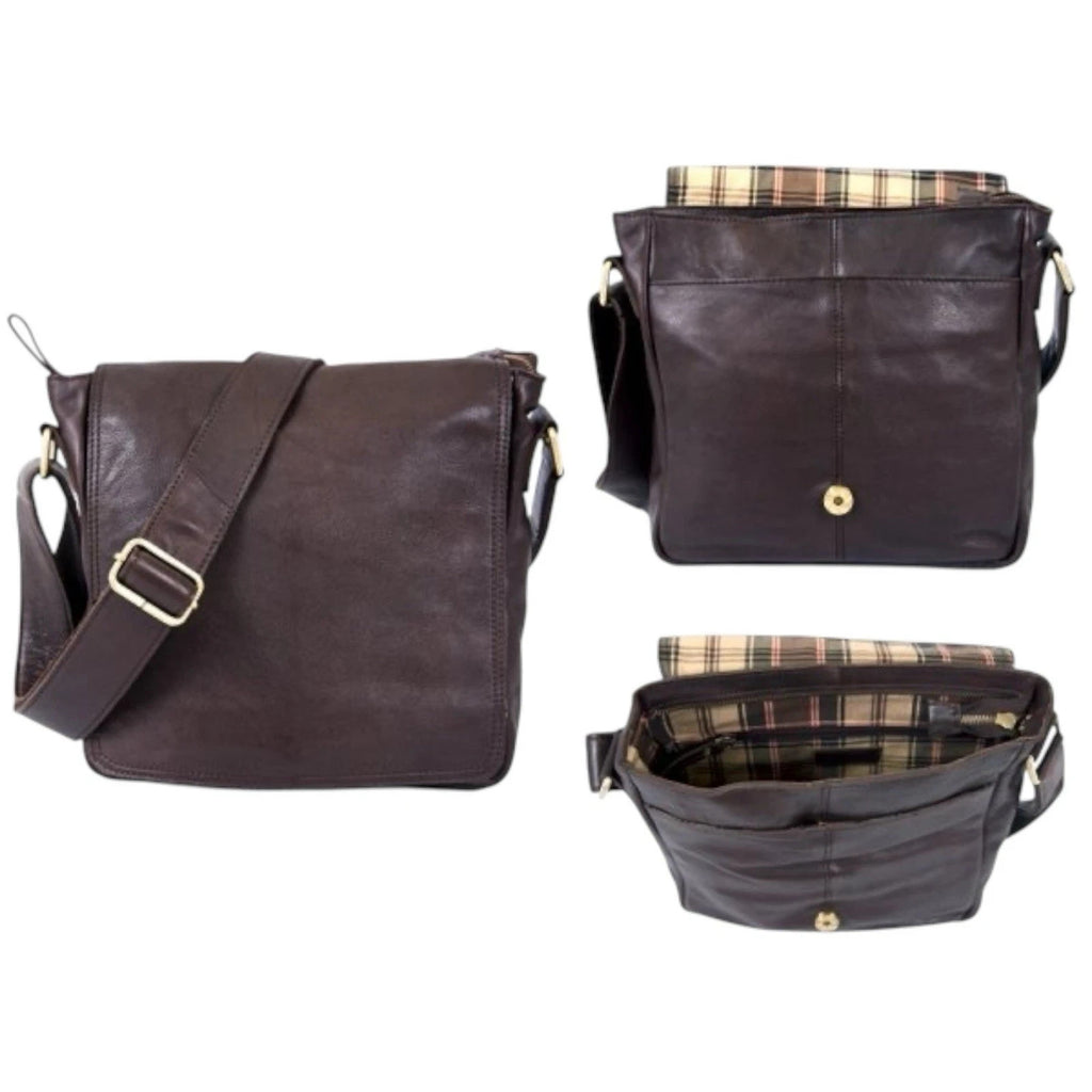 Soft Genuine Leather Unisex Satchel Cross Body Bag London Leather Goods New