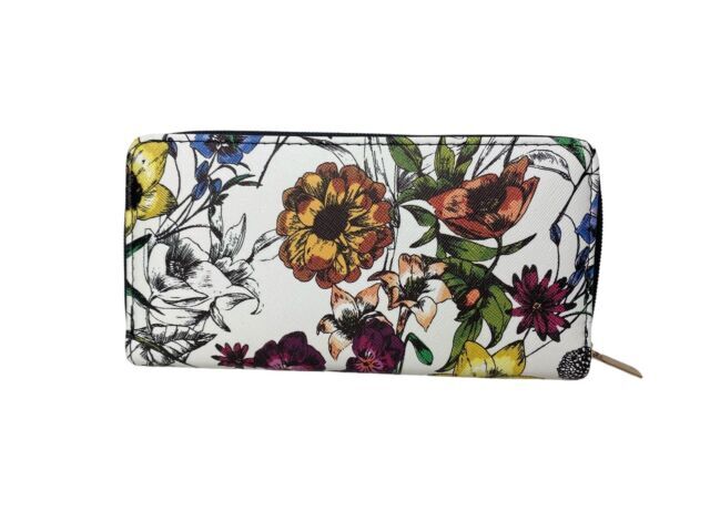 Ladies Designer Style Floral Flower Print Clutch Purse Wallet Card Coin Holder