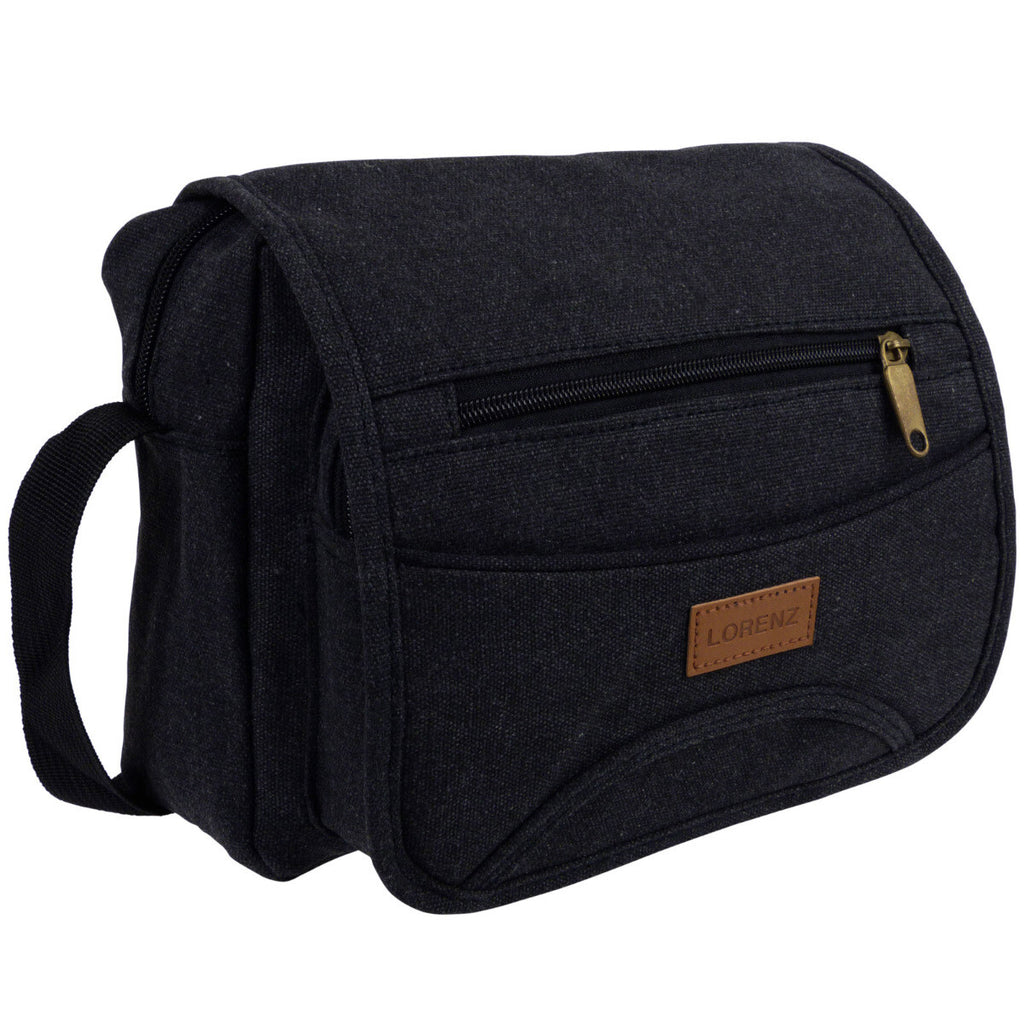 Lorenz Unisex Small Canvas Cross Body Travel Utility Bag Adjustable Strap