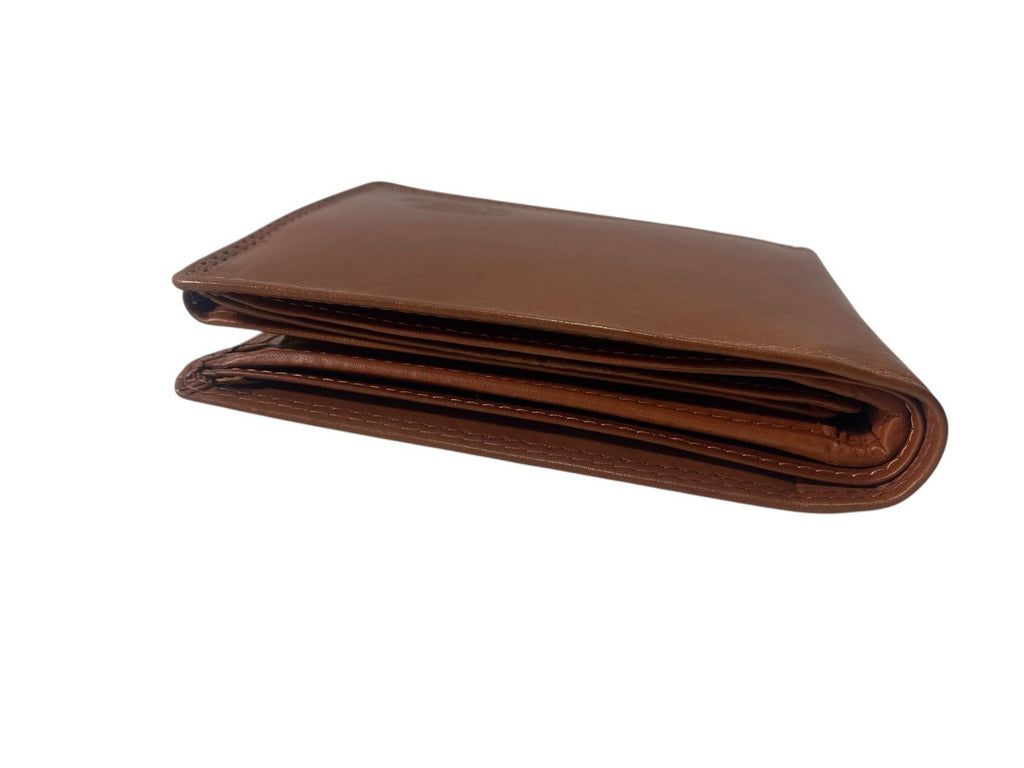 London Leather Goods Soft Leather Mens TriFold Wallet Coins Notes Credit Cards