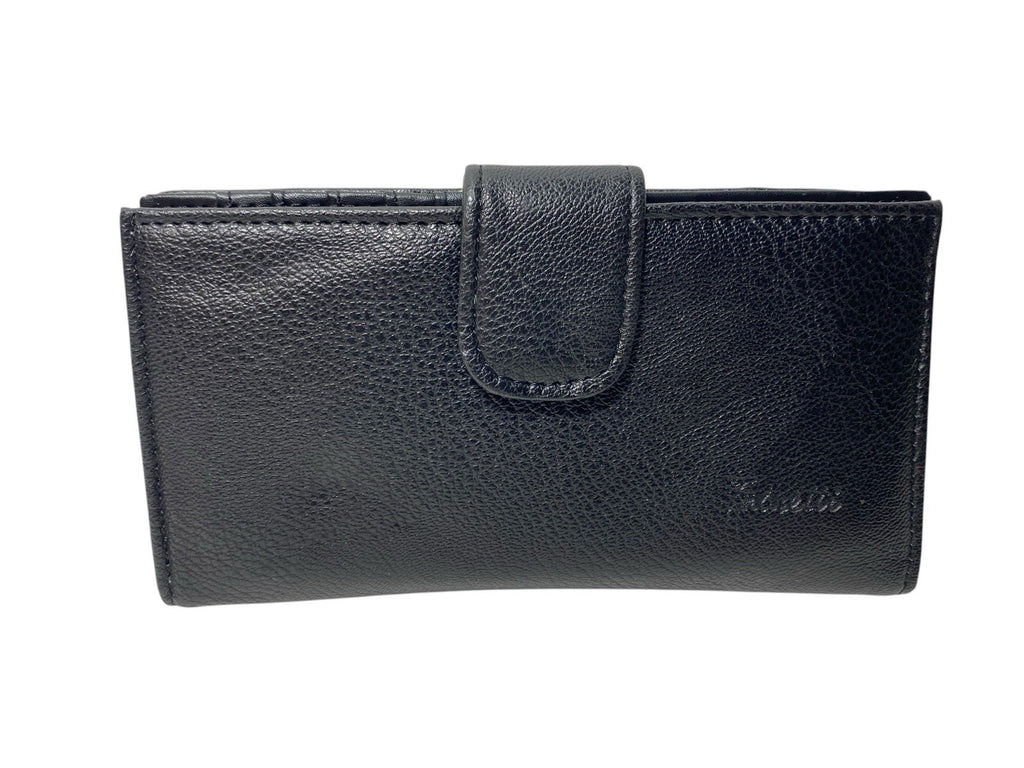 Fabretti Ladies Bifold Faux Leather Clip Top Coin Credit Card Notes Purse New