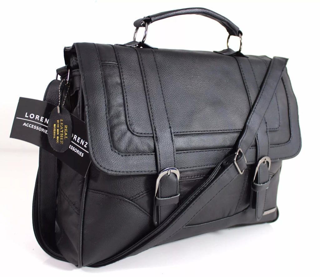 Lorenz Cowhide Genuine Real Leather Briefcase Satchel Shoulder Office Handbag