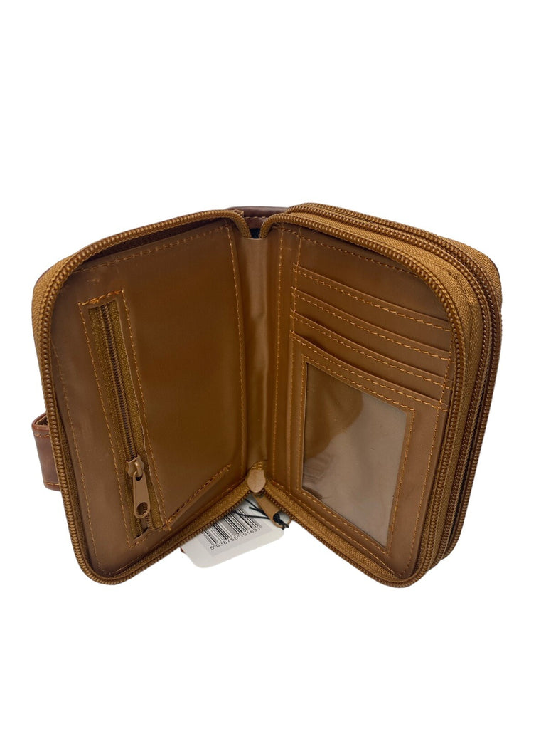 Lorenz Soft Leather Patchwork Twin Zip Round Purse Wallet ID Window