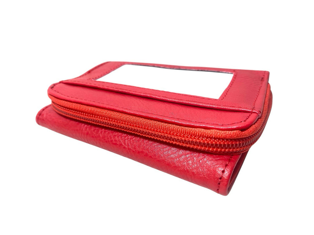 Ladies Trifold Faux Leather Zip Around Coin Notes Credit Card Purse New