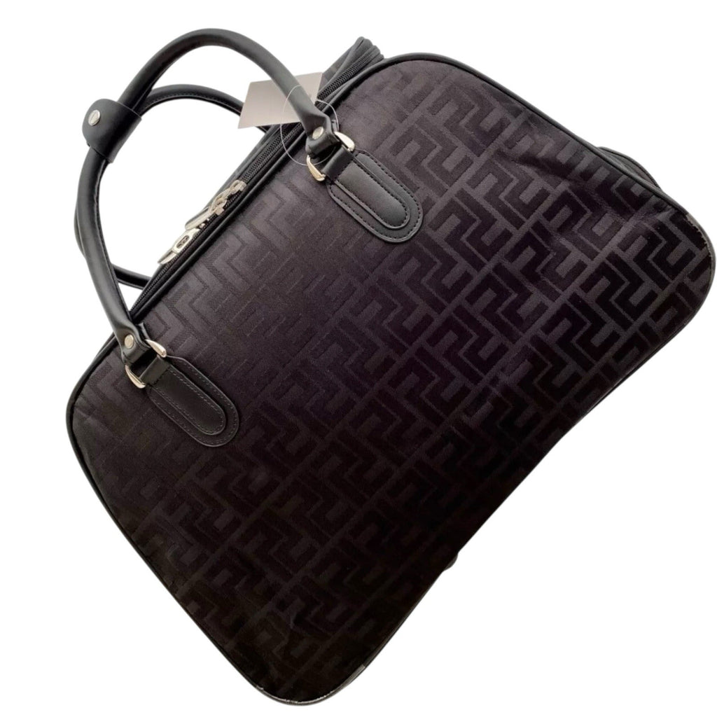 Unisex Black Frenzy Design Travel Holdall Wheeled Bag Fashion Hand Luggage New