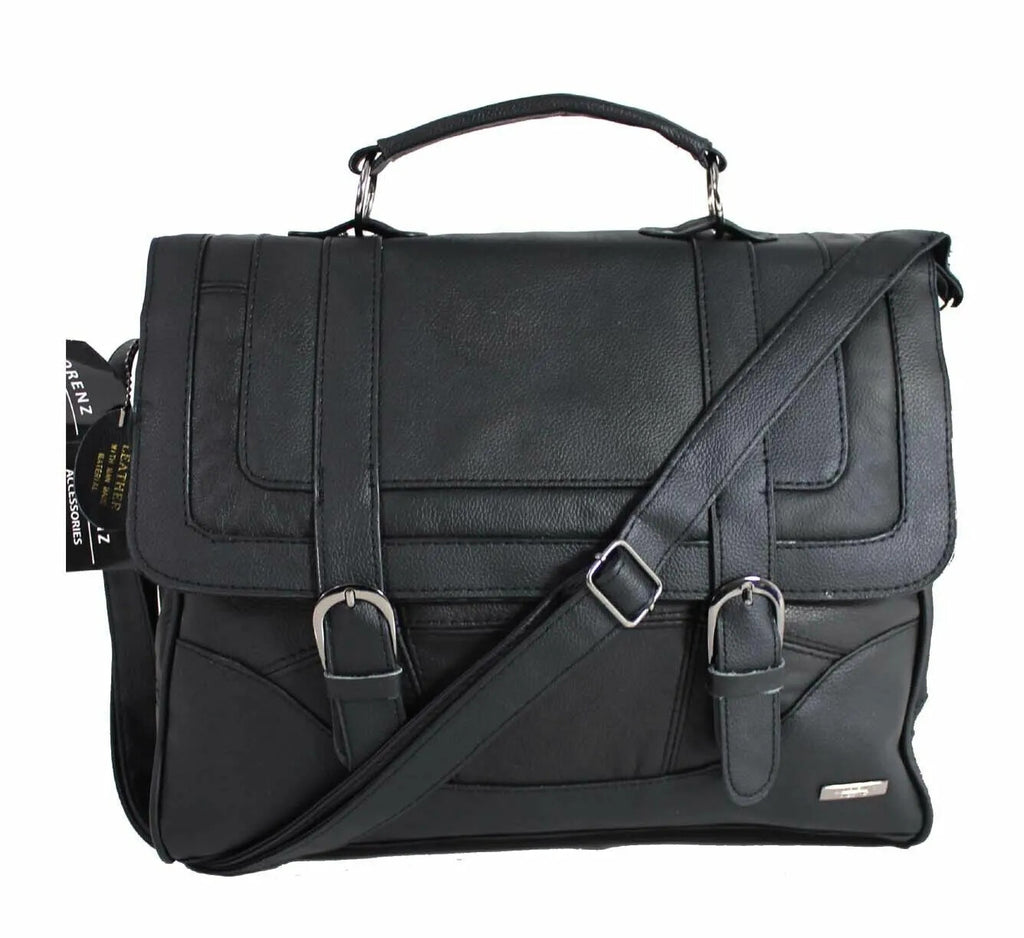 Lorenz Cowhide Genuine Real Leather Briefcase Satchel Shoulder Office Handbag