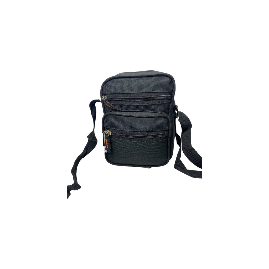 Small Unisex Travel Bag Multiple Zipped Pockets & Adjustable Strap Black