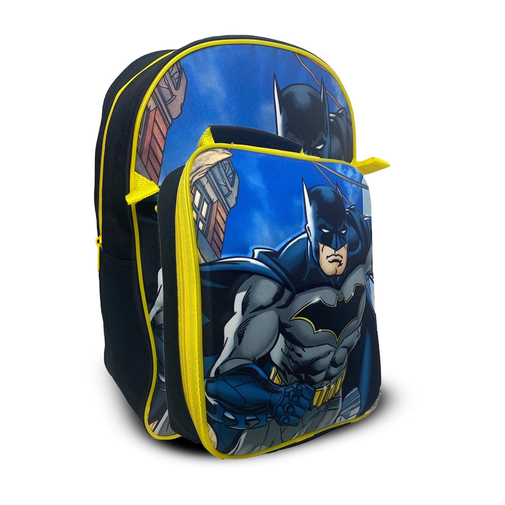 Batman Backpack With Lunch Bag For Kids Matching 2 Piece School Bag Set
