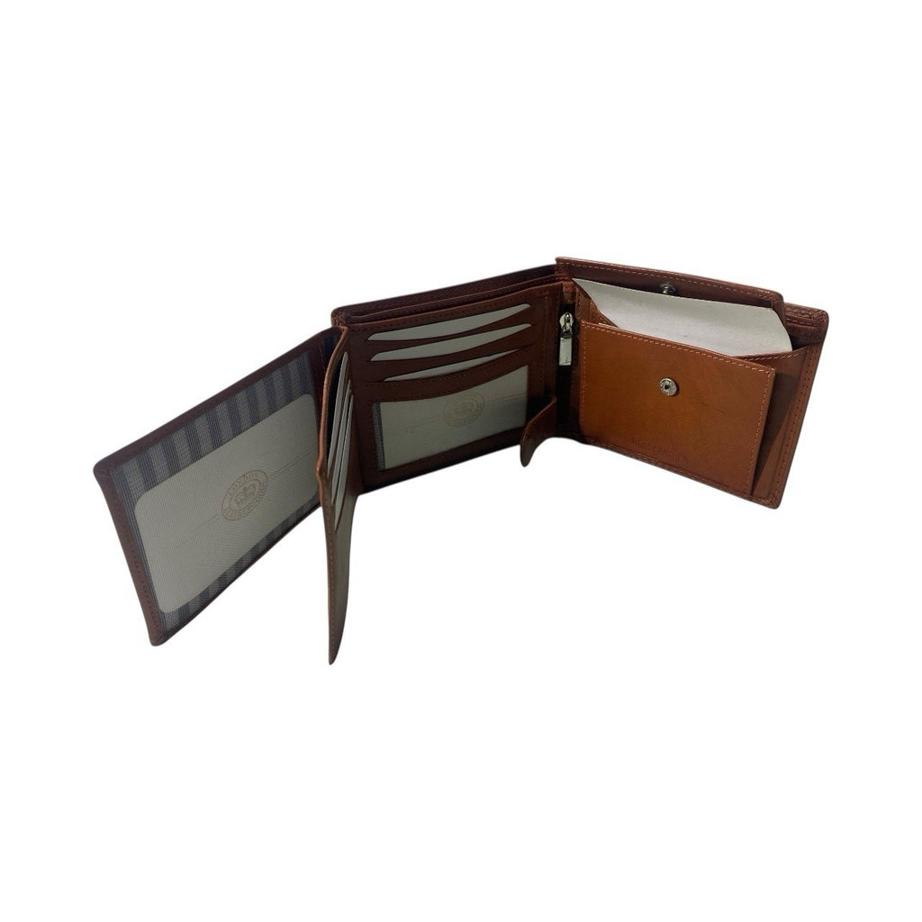 London Leather Goods Soft Leather Mens TriFold Wallet Coins Notes Credit Cards