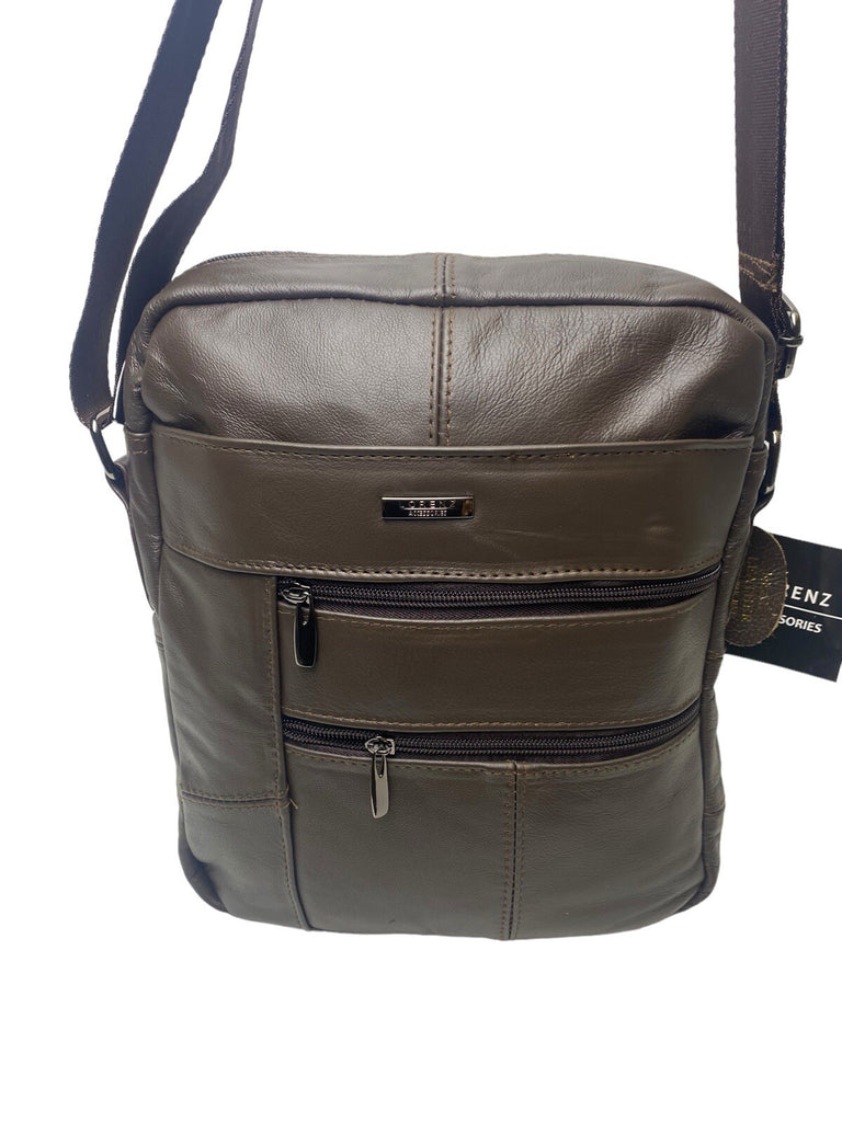 Lorenz Real Leather Unisex Casual Cross Body Bag Shoulder Bag Messenger Bag