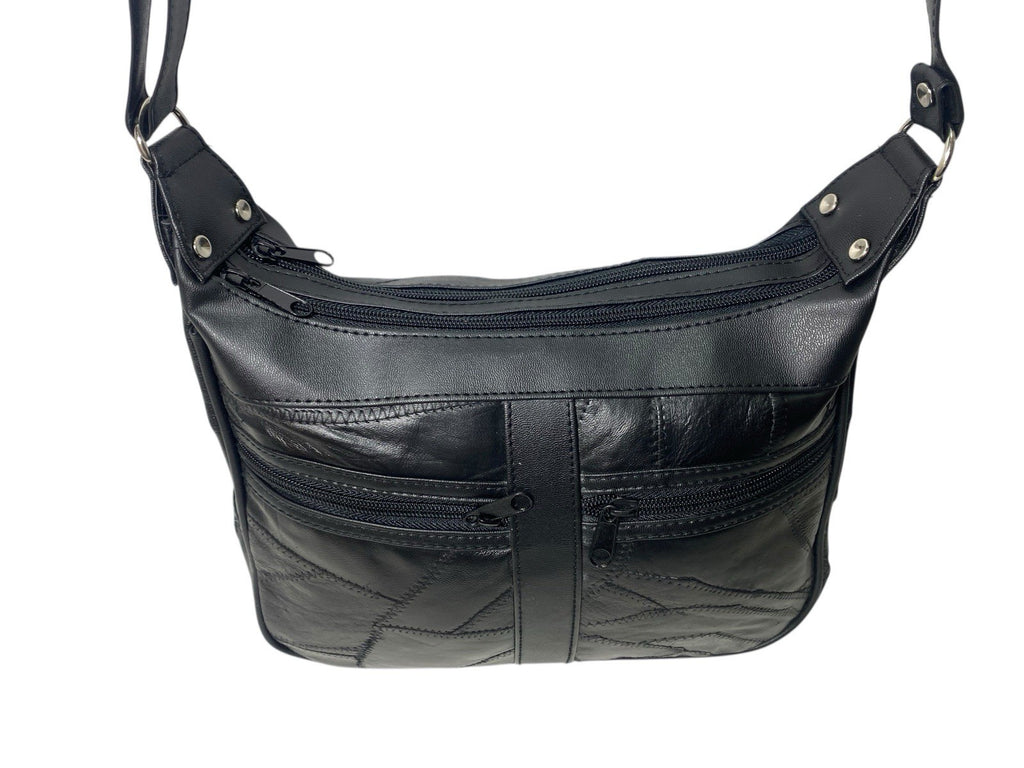 Lorenz Patchwork Leather Twin Top Leather Handbag Shoulder Cross Body Bag New