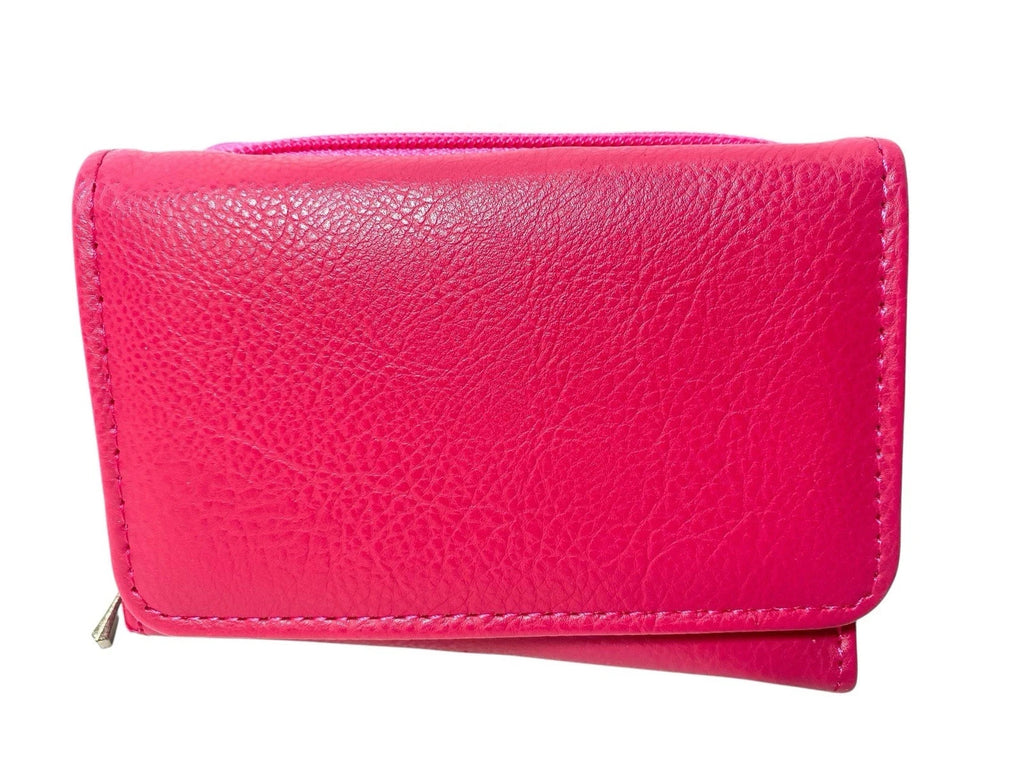 Ladies Trifold Faux Leather Zip Around Coin Notes Credit Card Purse New