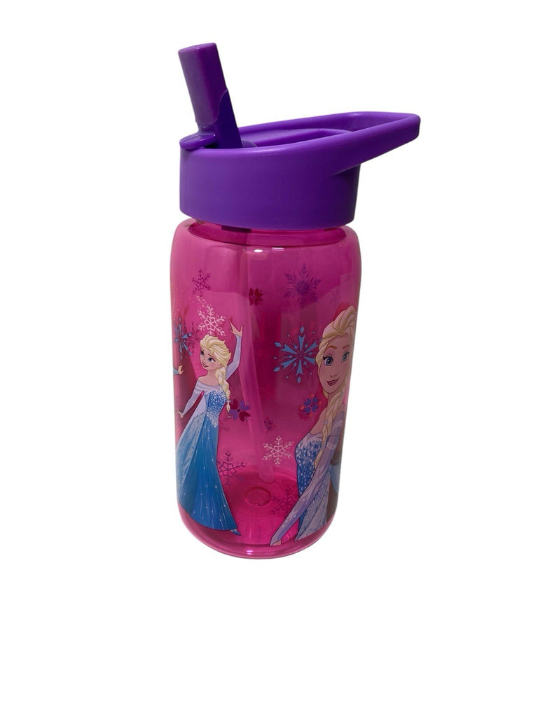 Disney Frozen Sisters  450ML Tritan Water Bottle Flip Up Straw Drinks Holder New