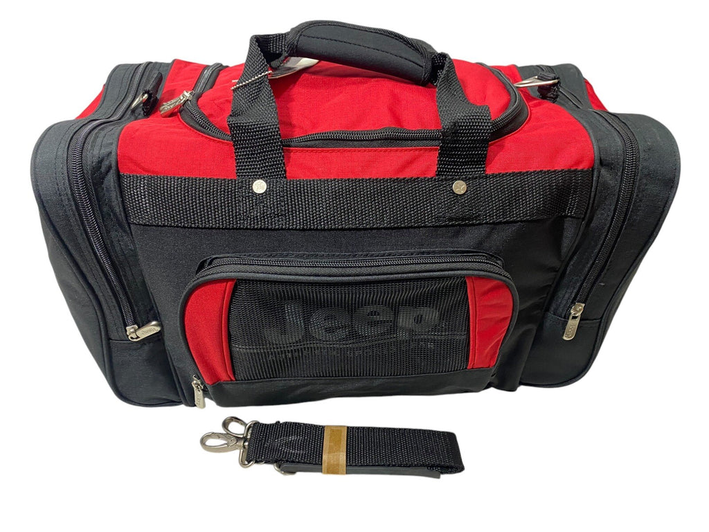 Jeep 24" Holdall Gym Sports Weekend Duffel Travel Bag Black/Red New