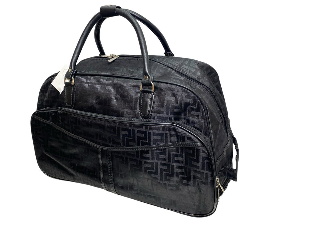 Unisex Black Frenzy Design Travel Holdall Wheeled Bag Fashion Hand Luggage New