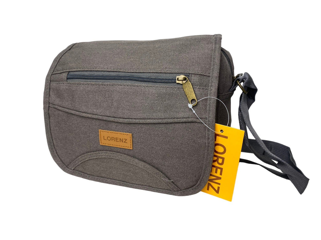 Lorenz Unisex Small Canvas Cross Body Travel Utility Bag Adjustable Strap
