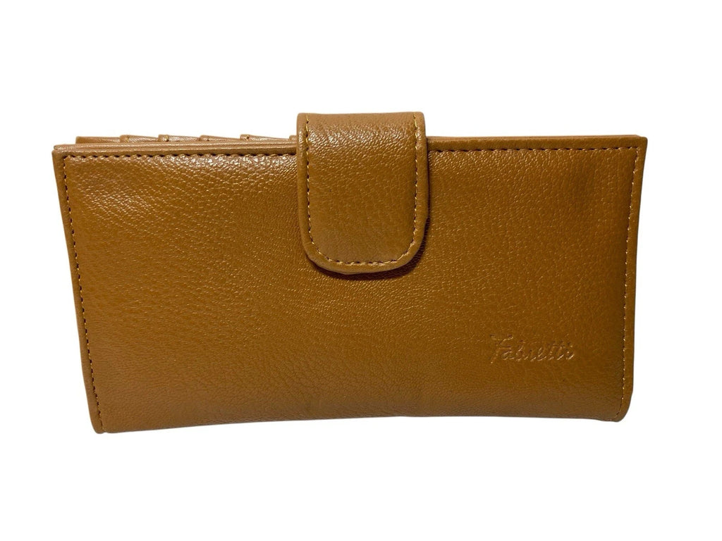 Fabretti Ladies Bifold Faux Leather Clip Top Coin Credit Card Notes Purse New