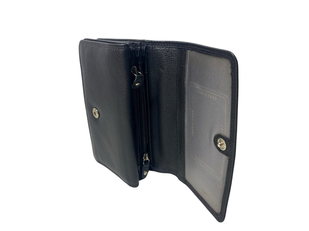 Ladies Real Leather Bifold Purse Credit Card Notes Coins With Multiple Sections