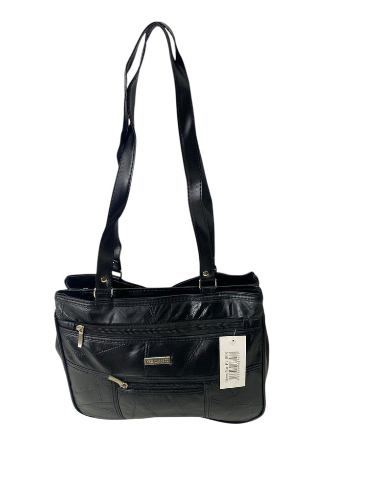 Ladies Womens Patchwork Leather Handbag Shoulder Bag Multiple Zipped New