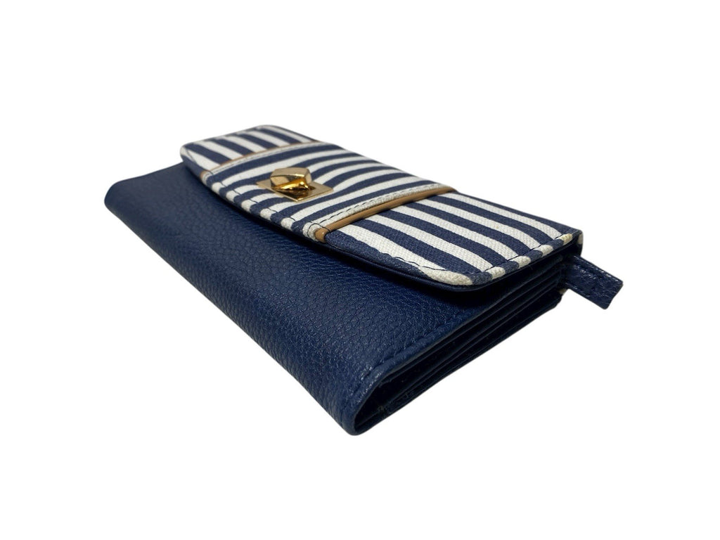 Fabretti Ladies Envelope Purse Striped Clutch Coin Credit Card Wallet New