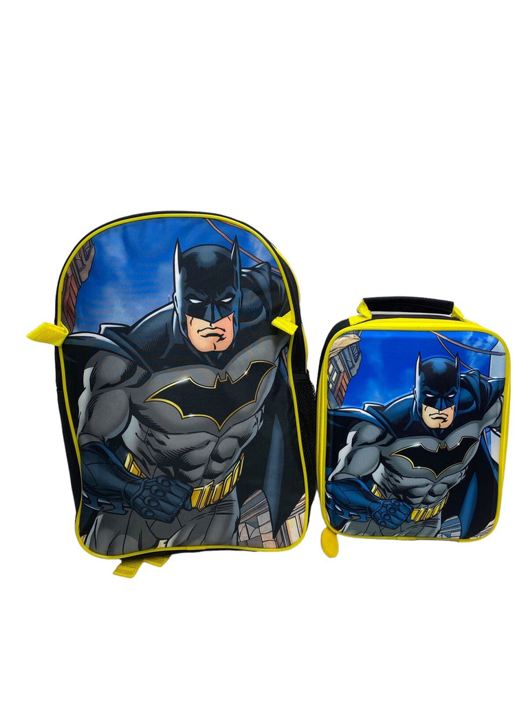 Batman Backpack With Lunch Bag For Kids Matching 2 Piece School Bag Set