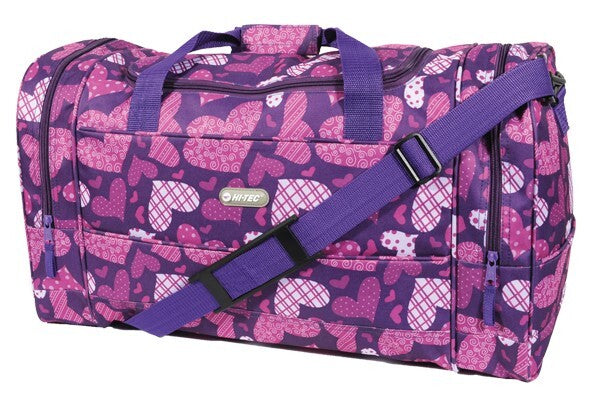 Hi Tec Ladies 18" Hearts Holdall Gym PE Weekend Duffle Overnight Travel Bag New