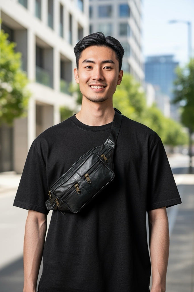 Lorenz Soft Leather Unisex Bum Bag Fanny Pack Money Belt Pouch Waist Travel New