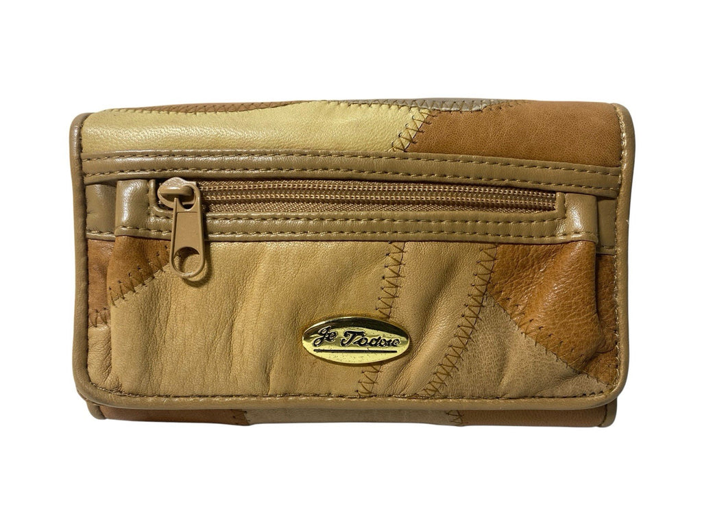 Je Tadore Patch Leather Bifold Purse Multiple Compartments and Slots New