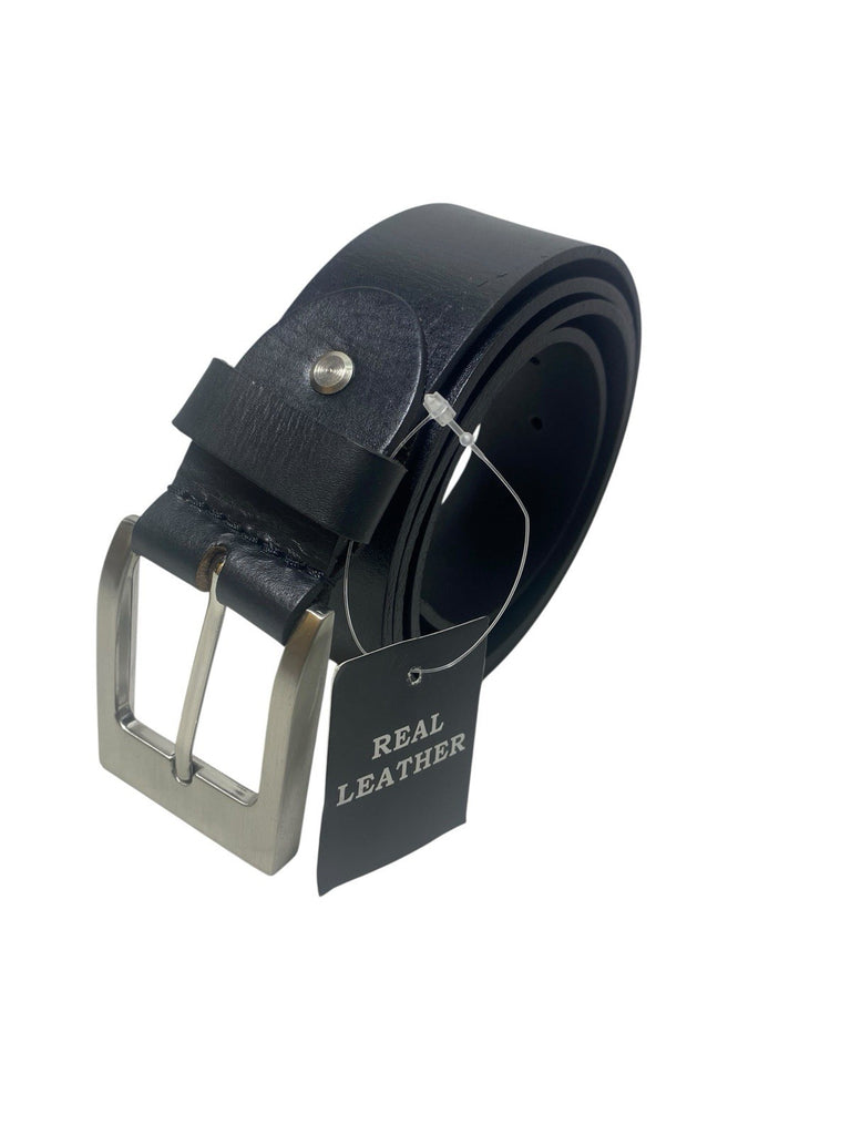 Mens 100% Full Grain Leather 1.5" (38mm) Wide Belt Black XL 40-44" New