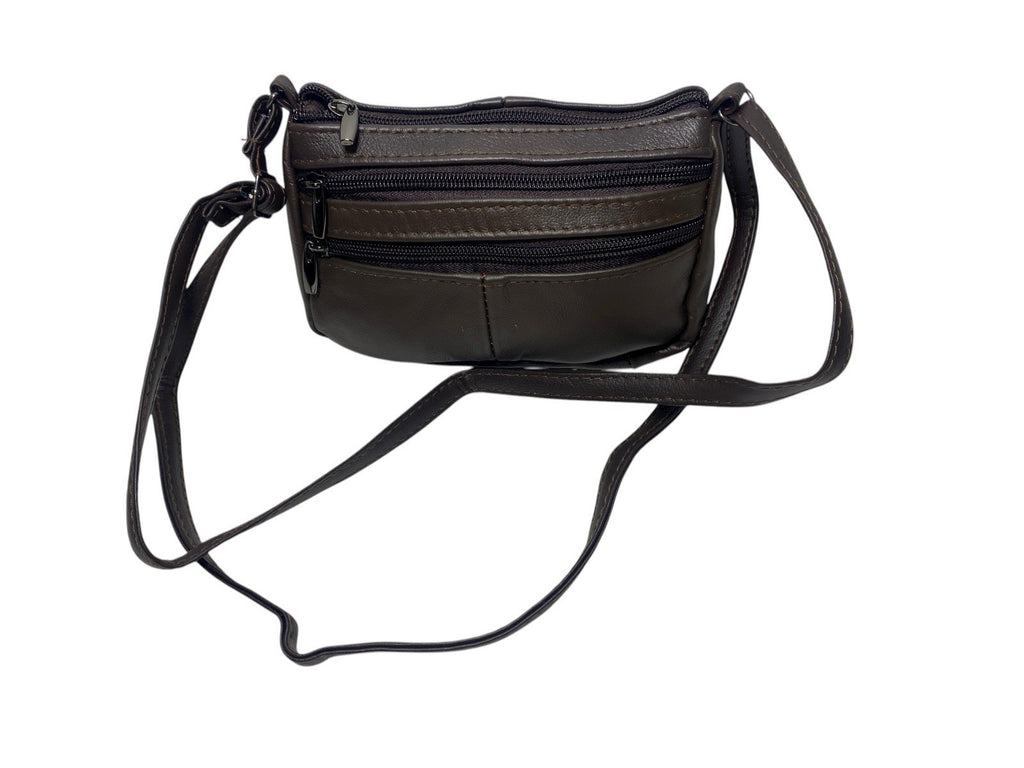 Lorenz Genuine Cowhide Leather Crossbody Shoulder Bag Triple Zipper Compartments