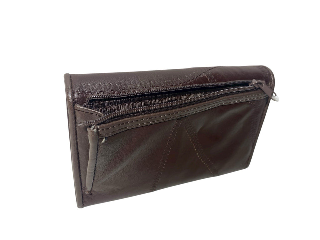 Je Tadore Patch Leather Bifold Purse Multiple Compartments and Slots New